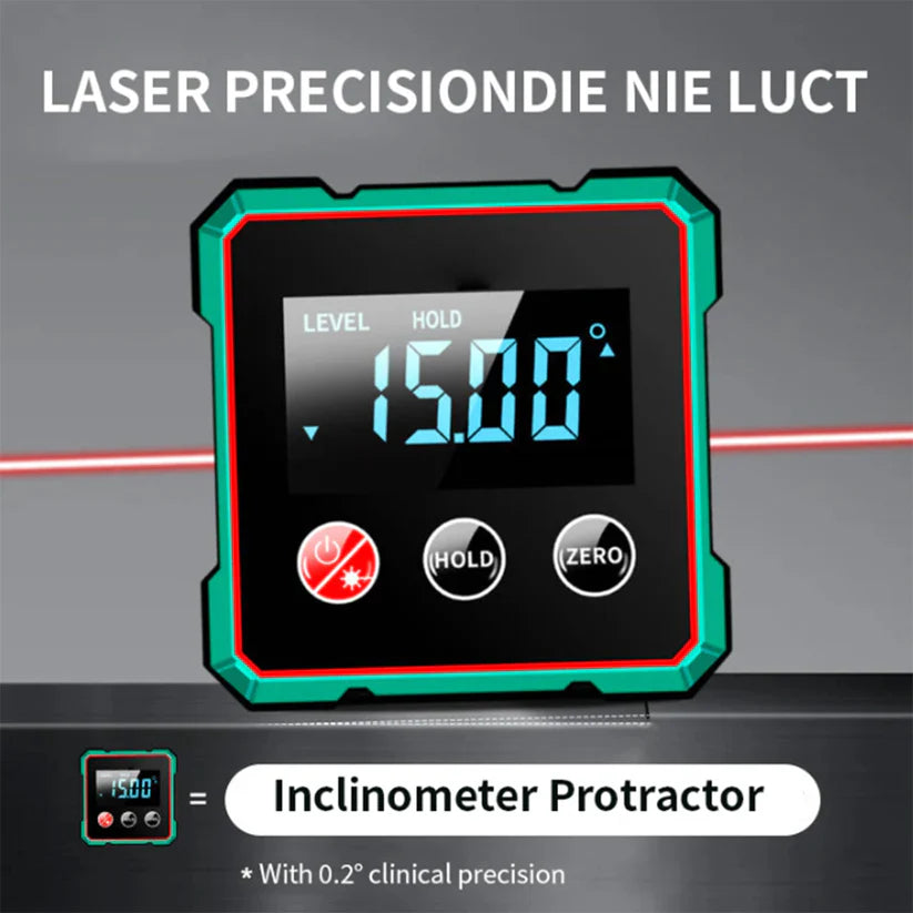 ToolMatrix™ 4-Side Magnetic Digital Angle Gauge with Laser
