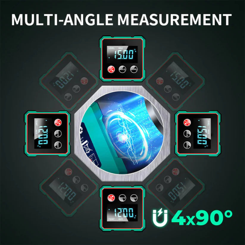 ToolMatrix™ 4-Side Magnetic Digital Angle Gauge with Laser