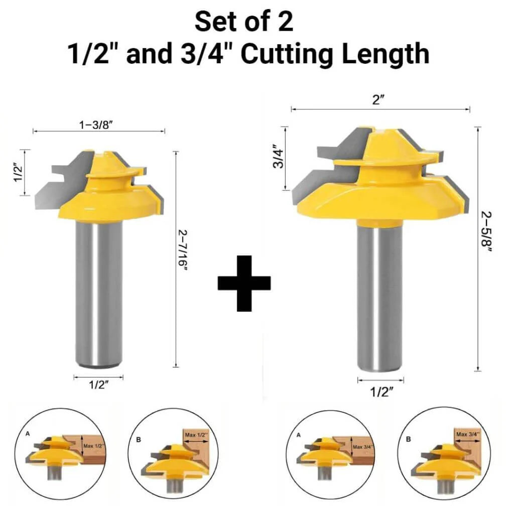 45° Lock Miter Router Bit
