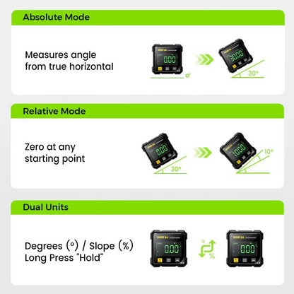 ToolMatrix™ 4-Side Magnetic Digital Angle Gauge with Laser