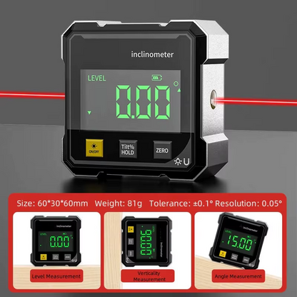 ToolMatrix™ 4-Side Magnetic Digital Angle Gauge with Laser