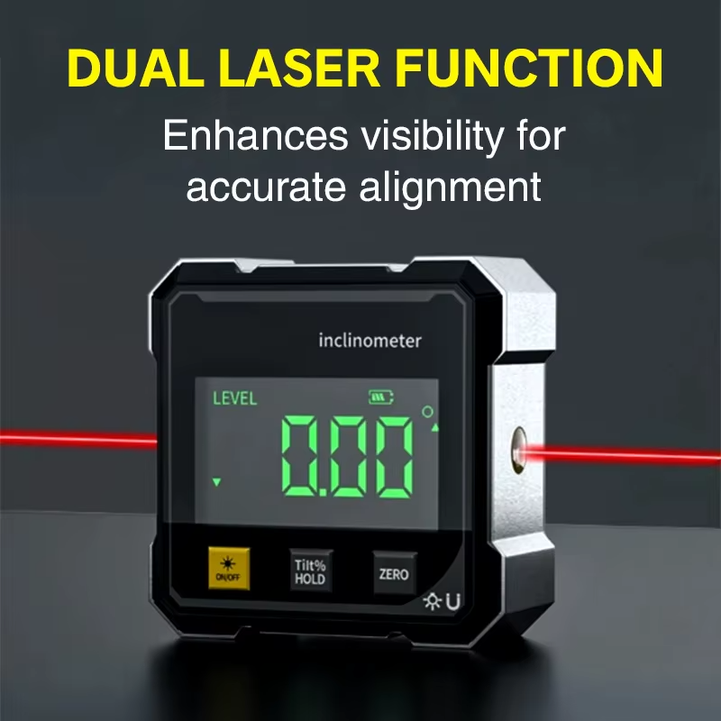 ToolMatrix™ 4-Side Magnetic Digital Angle Gauge with Laser
